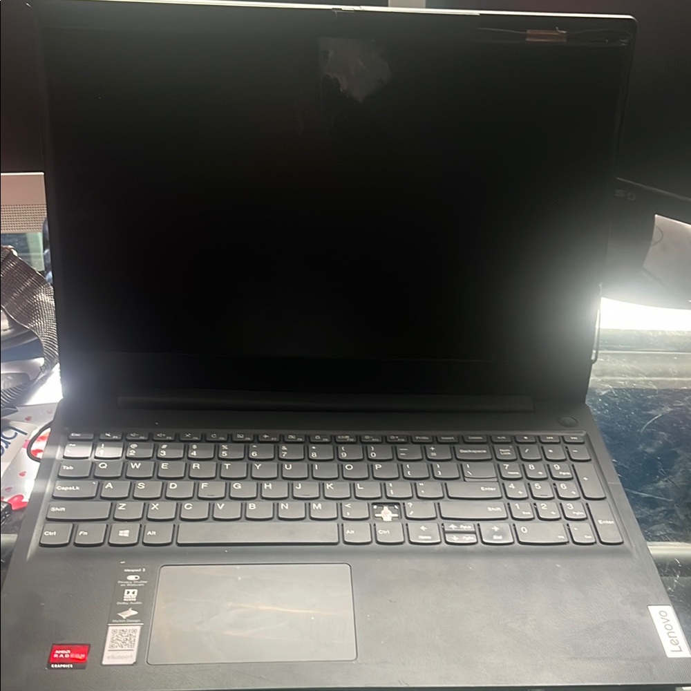 Lenovo Black Laptop with Widescreen Display and Backlit Keyboard
